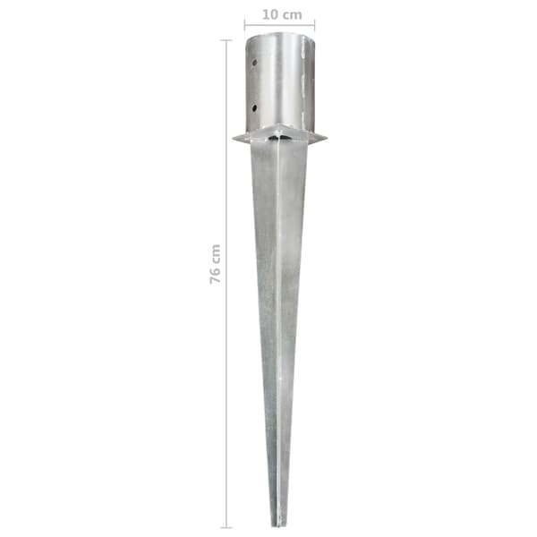vidaXL Jordspett 2 st silver 10x76 cm galvaniserat stål