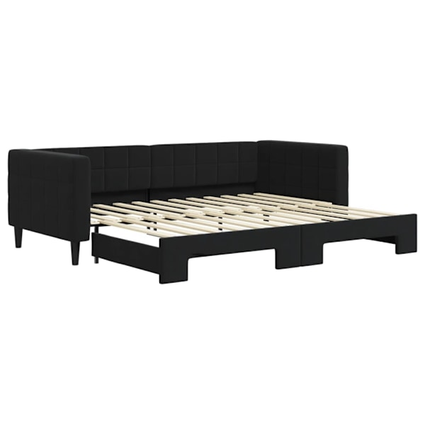 vidaXL Dagbädd utdragbar svart 90x200 cm sammet Svart