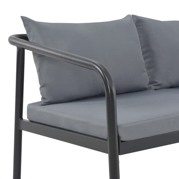 vidaXL Trädgårdssoffa 2-sits med dynor aluminium grå grå