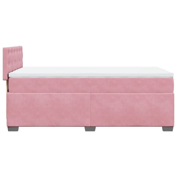vidaXL Ramsäng med madrass rosa 90x190 cm sammet Rosa