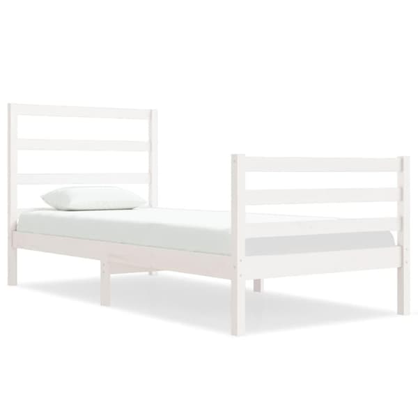 vidaXL Sängram vit massiv furu 90x190 cm Vit