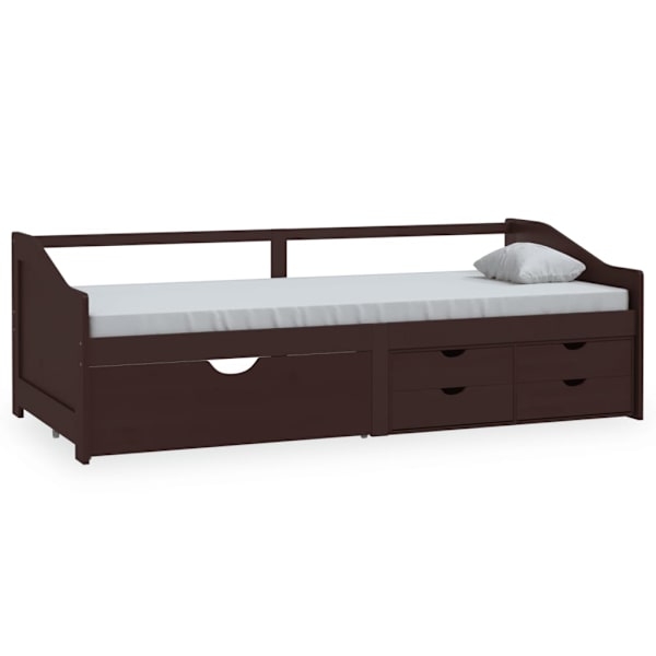 vidaXL Dagbädd 3-sits mörkbrun massiv furu 90x200 cm Brun