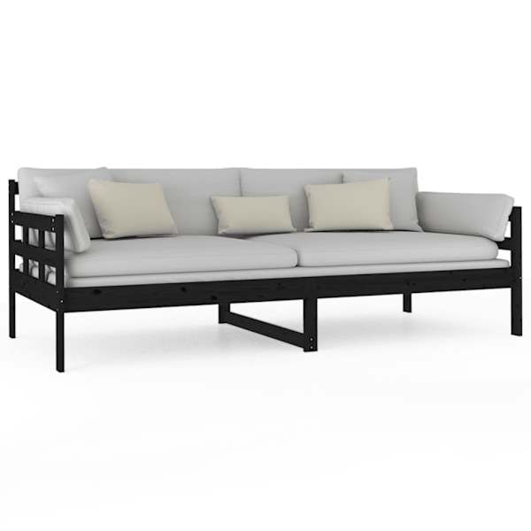 vidaXL Dagbädd svart 90x200 cm massiv furu Svart