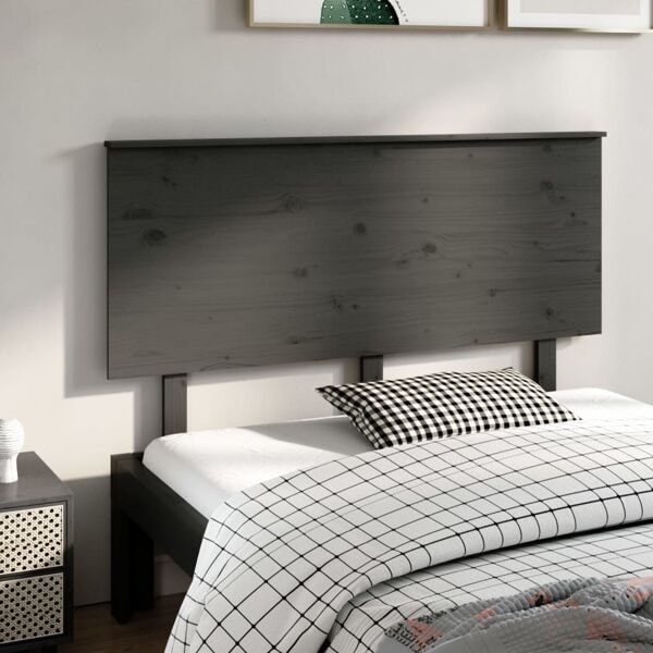 vidaXL Sänggavel grå 144x6x82,5 cm massiv furu Grå