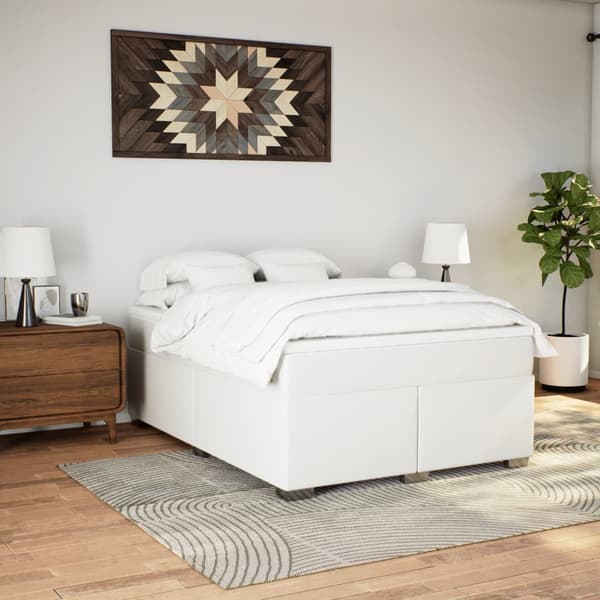 vidaXL Ramsäng med madrass vit 140x190 cm konstläder Vit