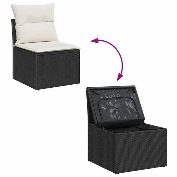 vidaXL Trädgårdsoffset 8 st Svart Poly rattan Svart