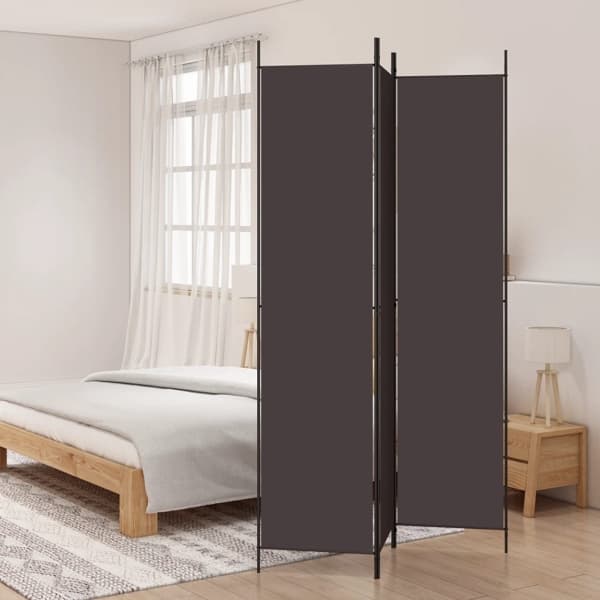 vidaXL Rumsavdelare 3 paneler 150x220 cm brun tyg Brun