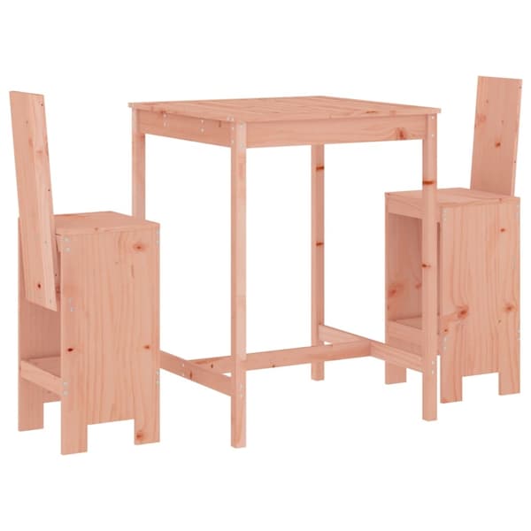 vidaXL Bistroset 3 delar massiv douglasgran Brun