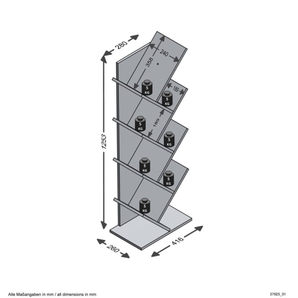 FMD Stående hylla geometrisk ek Brun