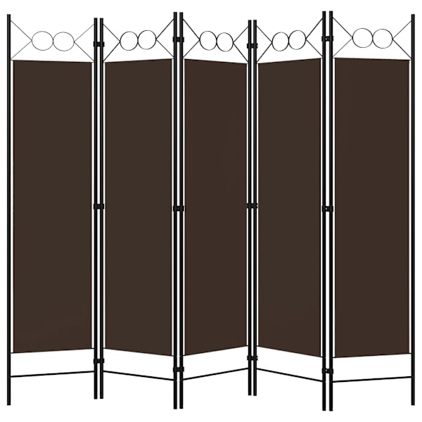 vidaXL Rumsavdelare 5 paneler brun 200x180 cm Brun