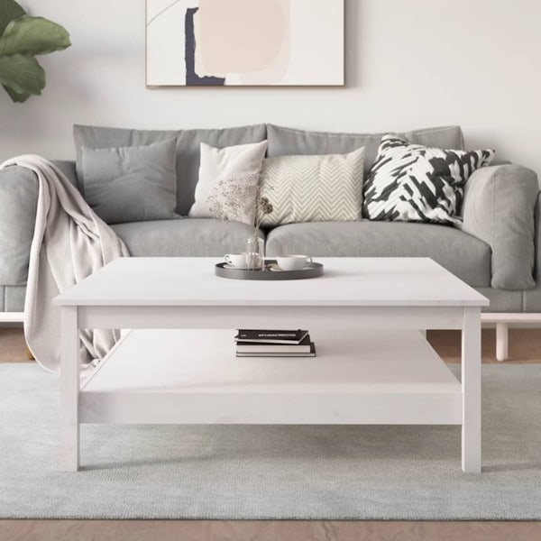 vidaXL Soffbord vit 100x100x40 cm massivt furu Vit