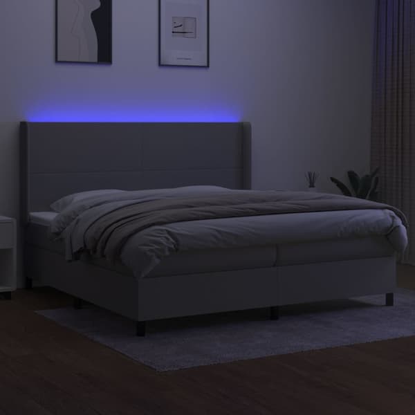 vidaXL Ramsäng med madrass & LED ljusgrå 200x200 cm tyg Grå