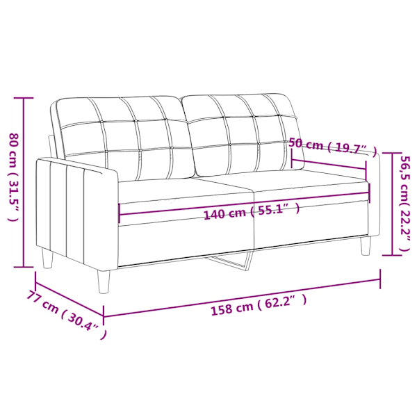 vidaXL Soffa 2-sits mörkgrå 140 cm tyg Grå