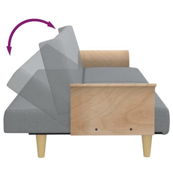 vidaXL Bäddsoffa 2-sits med kuddar och fotpall ljusgrå sammet Grå