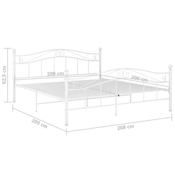 vidaXL Sängram vit metall 200x200 cm Vit