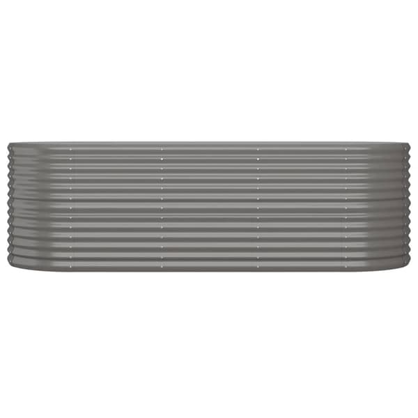 vidaXL Odlingslåda pulverlackerat stål 224x80x68 cm grå Grå
