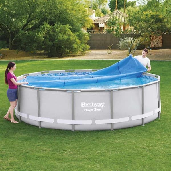 Bestway Soldrivet poolöverdrag Flowclear 427 cm Blå