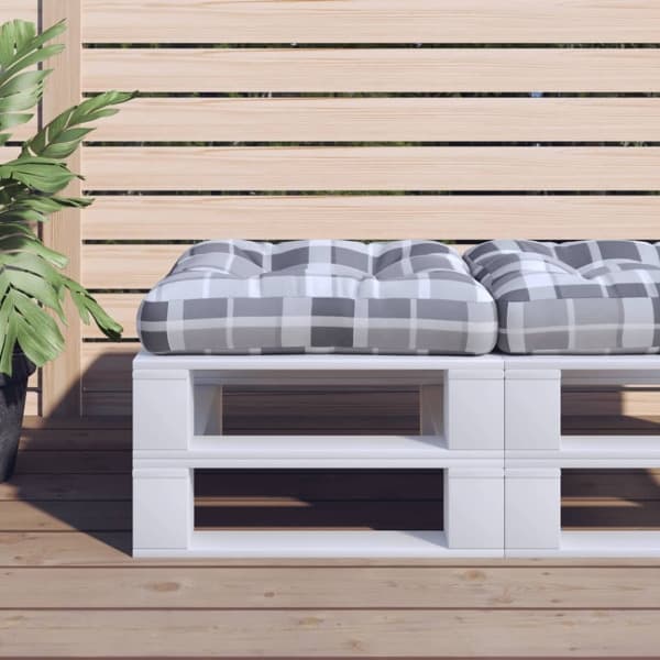 vidaXL Palldyna grårutig 60x60x12 cm tyg multifärg