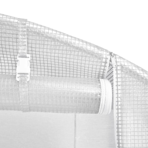 vidaXL Växthus med stålram vit 42 m² 14x3x2 m Vit