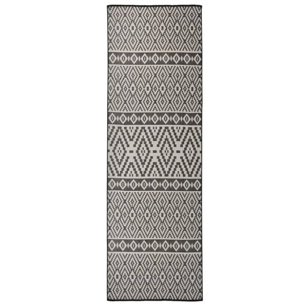 vidaXL Utomhusmatta plattvävd 80x250 cm svarta ränderr Svart