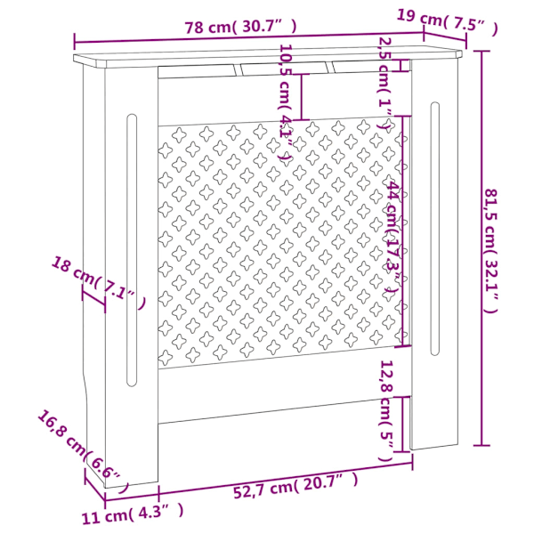 vidaXL Elementskydd MDF grå 78 cm grå