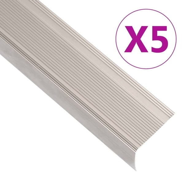 vidaXL Trappnosar i L-form 5 st aluminium 90 cm champagne Silver