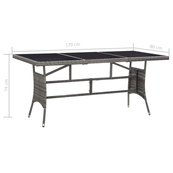 vidaXL Trädgårdsbord grå 170x80x74 cm konstrotting Grå