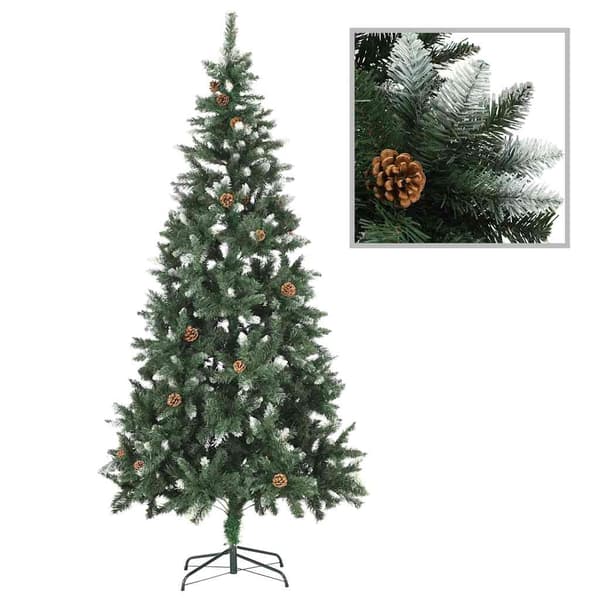 vidaXL Belyst plastgran med kulor 210 cm Grön