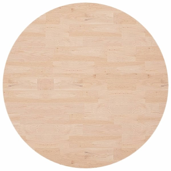 vidaXL Rund bordsskiva Ø90x2,5 cm obehandlat massiv ek Brun