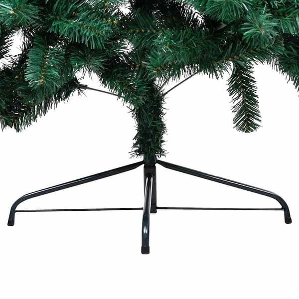 vidaXL Belyst halv plastgran med kulor grön 120 cm Grön