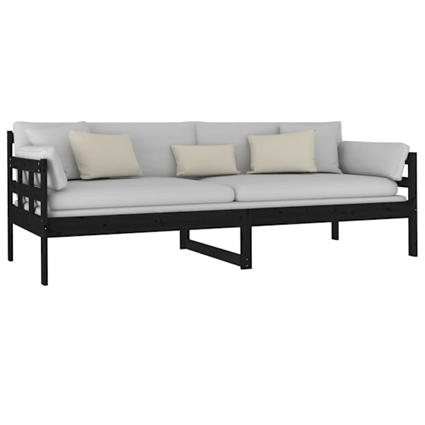 vidaXL Dagbädd svart 80x200 cm massiv furu Svart