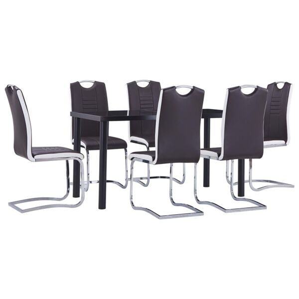 vidaXL Matgrupp 7 delar konstläder brun Brun