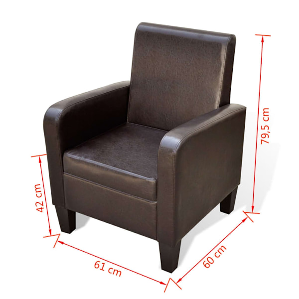 vidaXL Modern fåtölj i konstläder brun Brun