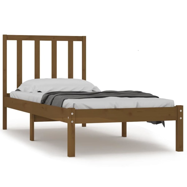 vidaXL Sängram honungsbrun massiv furu 100x200 cm enkelsäng Brun