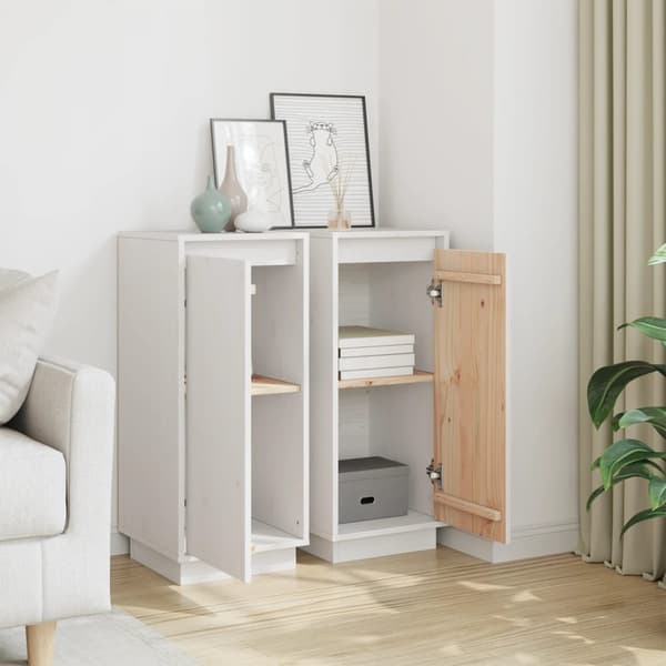 vidaXL Skänkar 2 st vit 31,5x34x75 cm massiv furu Vit