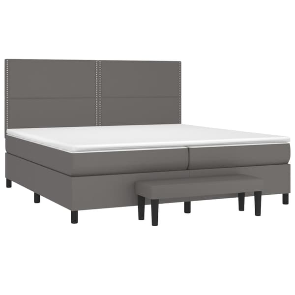 vidaXL Ramsäng med madrass grå 200x200 cm konstläder Grå