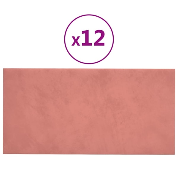vidaXL Väggpaneler 12 st rosa 60x30 cm sammet 2,16 m² Rosa