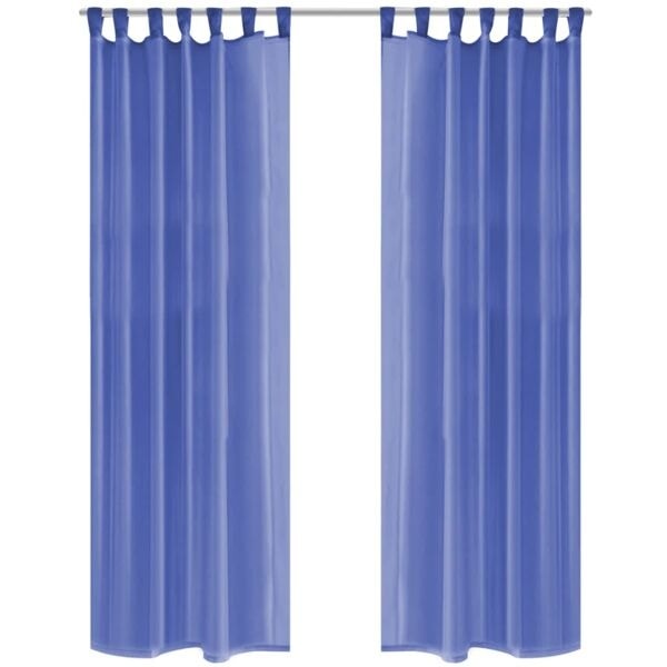 vidaXL Gardiner i voile 2 st 140x175 cm kungsblå Blå