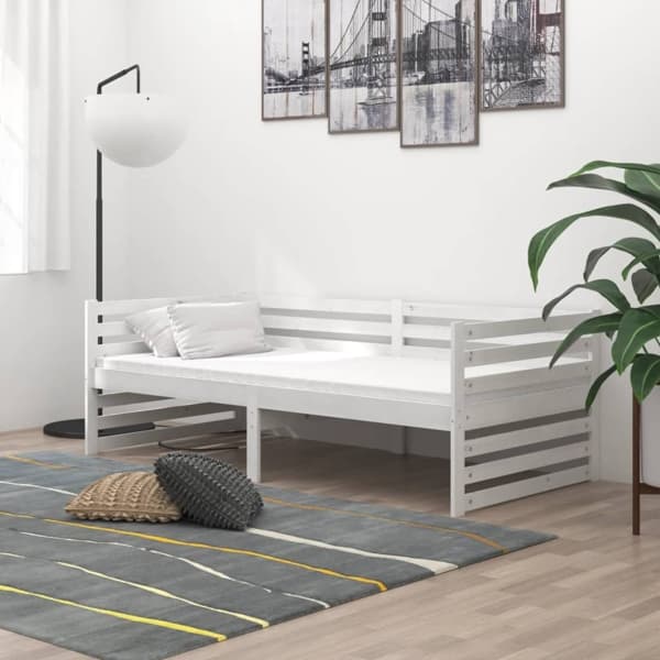 vidaXL Dagbädd vit massiv furu 90x200 cm Vit