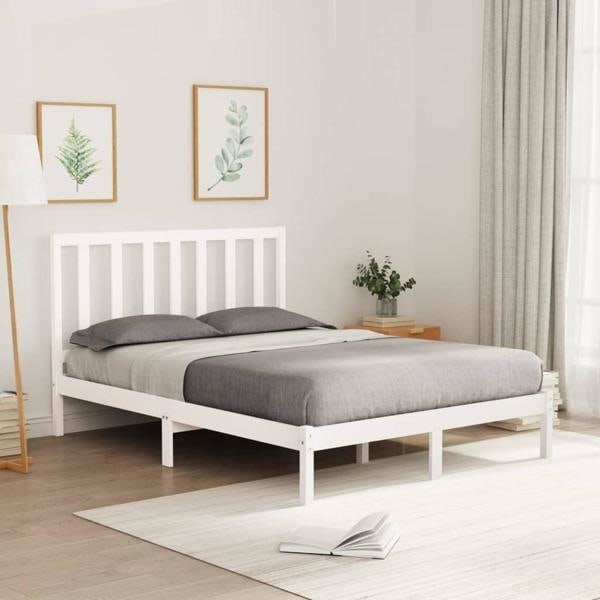 vidaXL Sängram vit massivt trä 120x200 cm enkelsäng Vit