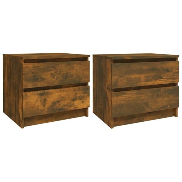 vidaXL Sängbord 2 st rökfärgad ek 50x39x43,5 cm konstruerat trä Brun