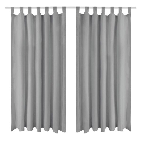 vidaXL Gardiner i microsatin 2 st med öglor 140x225 cm grå grå