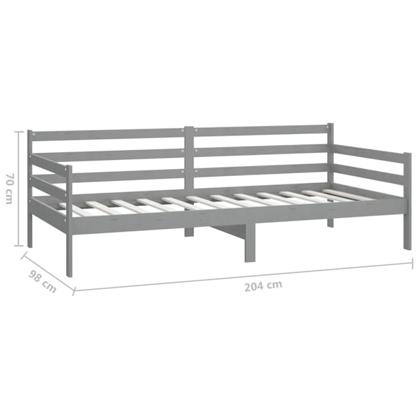 vidaXL Dagbädd grå massiv furu 90x200 cm grå