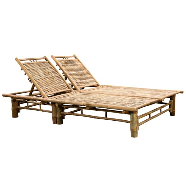 vidaXL Solsäng med dynor 2 personer bambu Blå