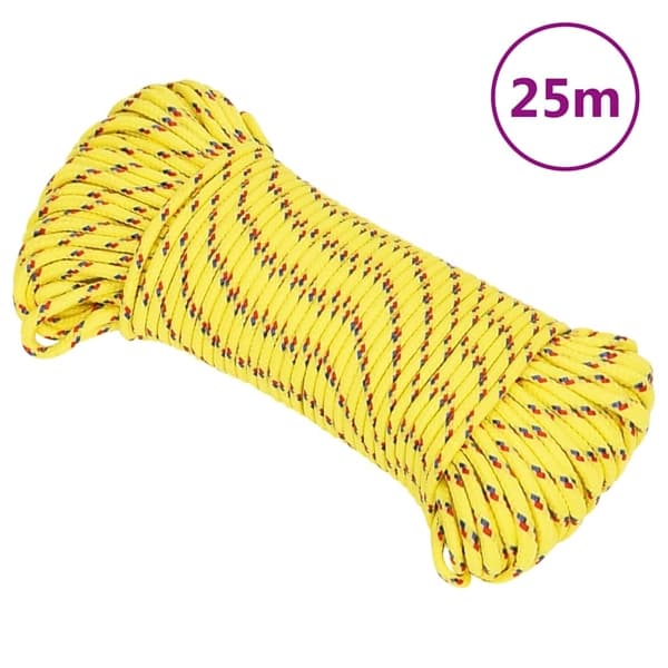 vidaXL Båtlina gul 4 mm 25 m polypropen Gul