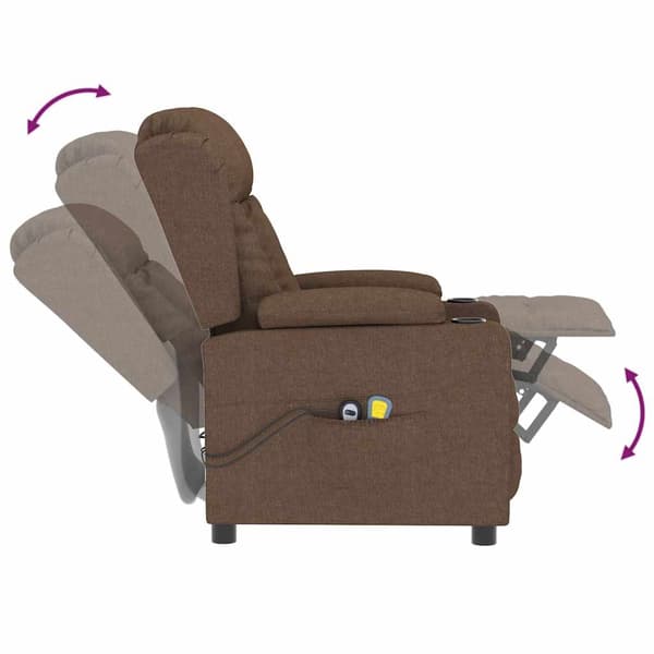 vidaXL Elektrisk massagefåtölj brun tyg Brun