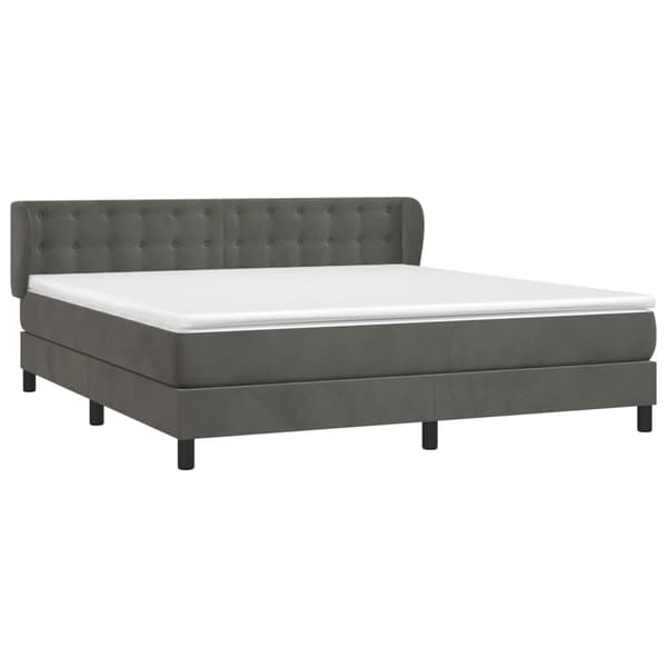 vidaXL Ramsäng med madrass mörkgrå 160x200 cm sammet Grå