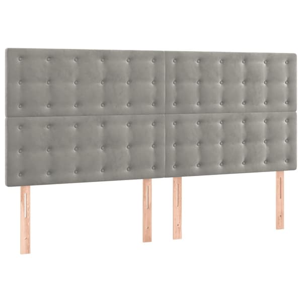 vidaXL Sänggavel LED ljusgrå 180x5x118/128 cm sammet Grå