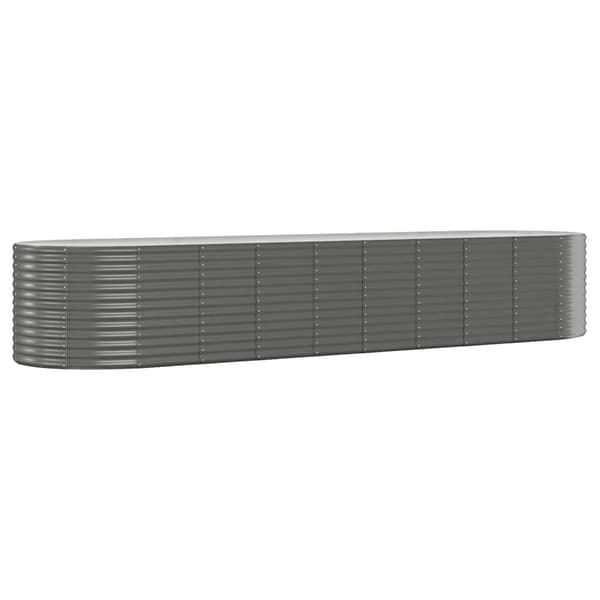 vidaXL Odlingslåda pulverlackerat stål 396x100x68 cm grå Grå