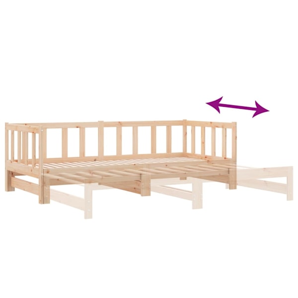vidaXL Utdragbar dagbädd 2x(80x200) cm massiv furu Brun